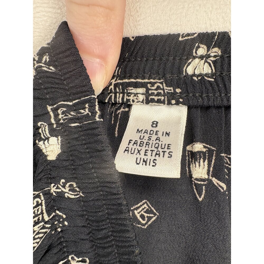 Talbots Black Printed A-Line Maxi Skirt Size 8 - Picture 4 of 10
